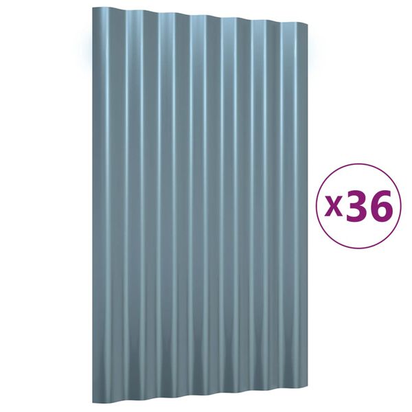 vidaXL Dakpanelen 36 st 60x36 cm gegalvaniseerd staal grijs