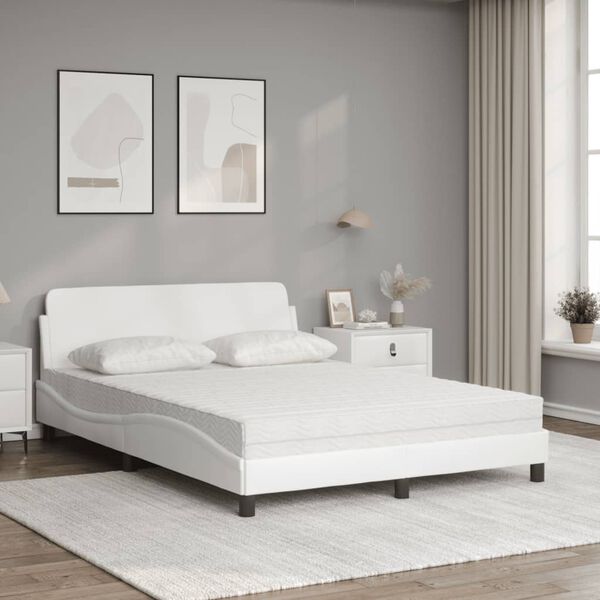 vidaXL Bed met matras "Dover" kunstleer wit 140x190 cm