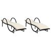vidaXL Ligbedden 2 st met kussens poly rattan zwart
