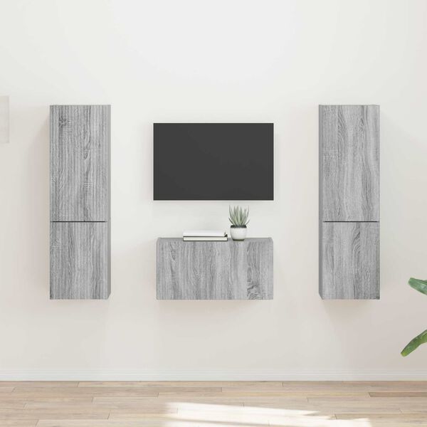 vidaXL Tv-meubelset 5 pcs Grijs Sonoma Bewerkt hout