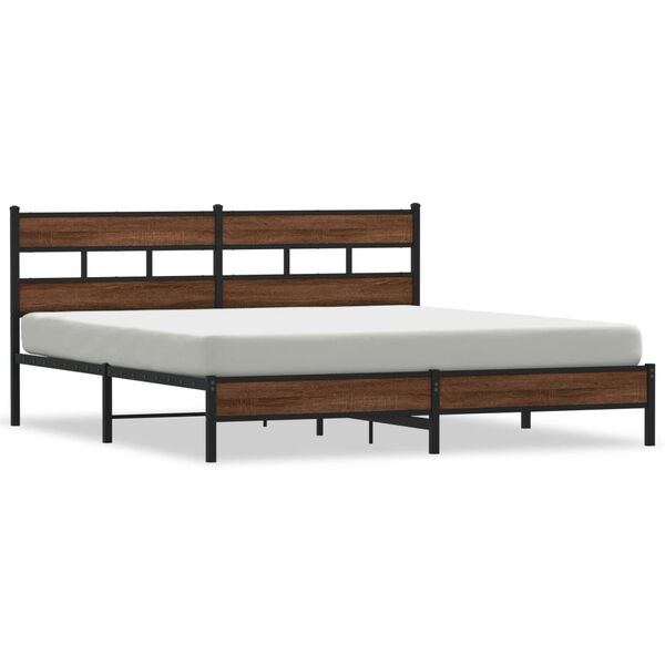 vidaXL Bedframe zonder matras metaal bruin eikenkleur 183x213 cm