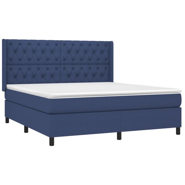 vidaXL Boxspring met matras en LED stof blauw 160x200 cm