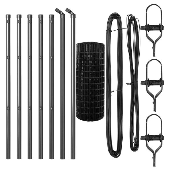 vidaXL Hek met Paal Grijs 0,4 x 10 m Staal en PVC