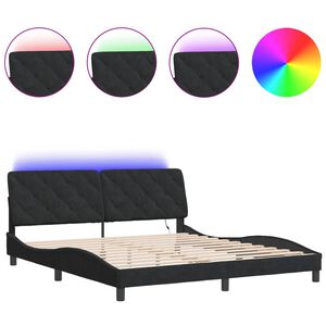 vidaXL Bedframe met LED zonder matras fluweel zwart 180x200 cm