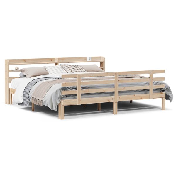 vidaXL Bedframe met hoofdbord massief grenenhout 200x200 cm