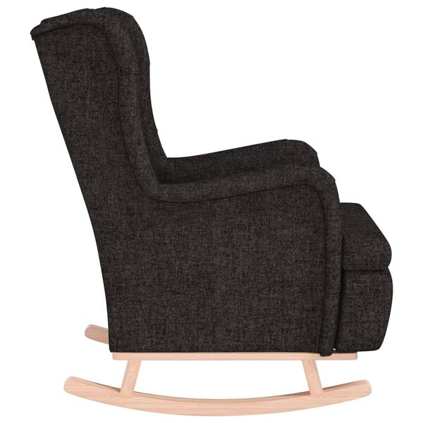 vidaXL Fauteuil met massief rubberwood schommelpoten stof zwart