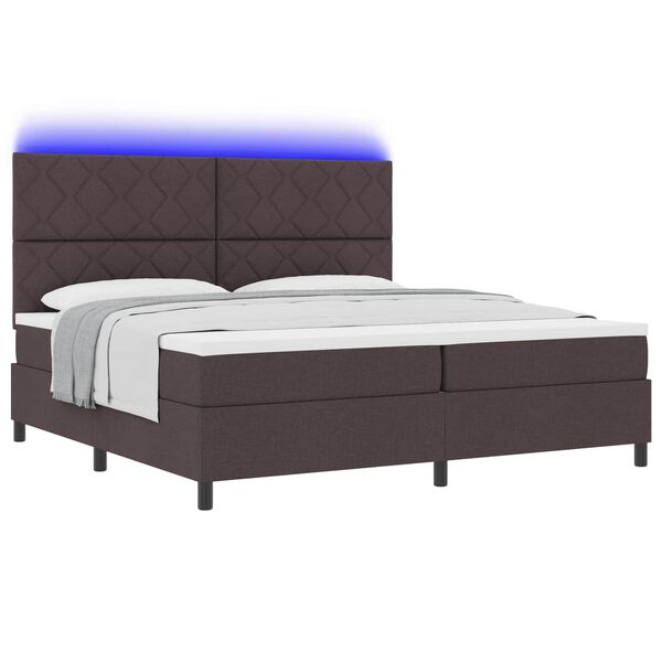 vidaXL Boxspring bed met matras met LED Donkerbruin 200 x 200 cm Stof
