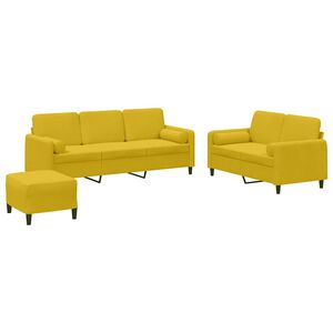 vidaXL 3-delige Loungeset met kussens fluweel geel