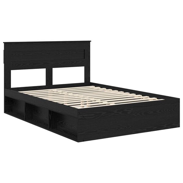 vidaXL Bedframe met matras Zwart 150 x 200 cm Massief grenenhout