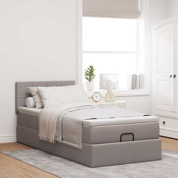 vidaXL Ottoman bed met matras en LED's 100x200 cm stof taupe
