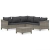 vidaXL 6-delige Loungeset met kussens poly rattan grijs