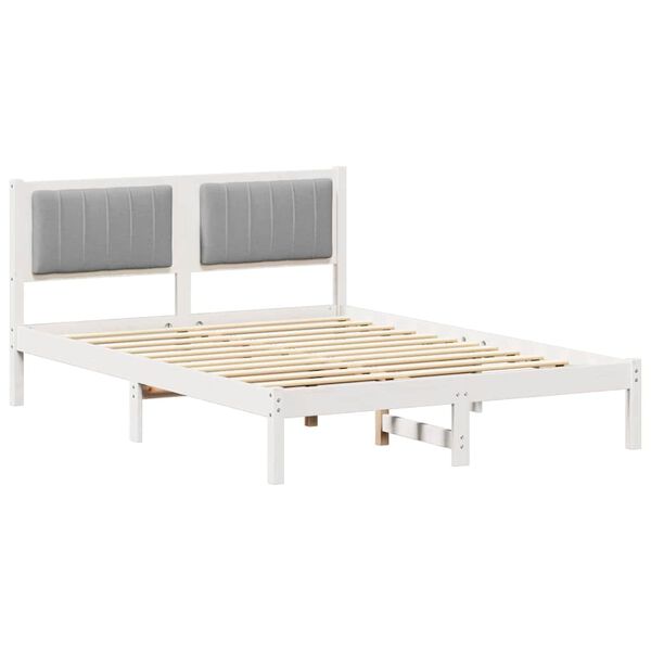 vidaXL Bedframe met Gevoerd Hoofdgedeelte Lichtgrijs 140 x 200 cm