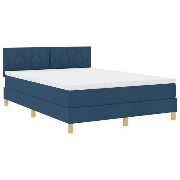 vidaXL LED Box Spring Bed met matras met LED Blauw 160 x 200 cm Stof