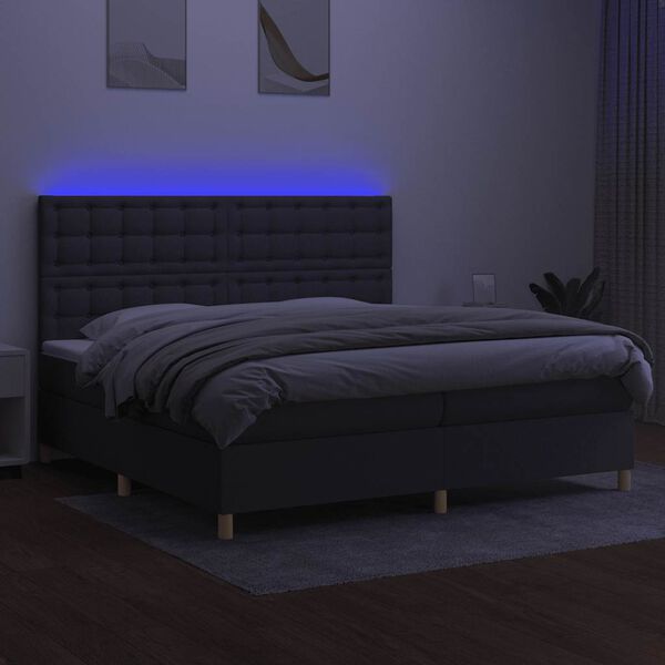 vidaXL Boxspring met matras en LED stof donkergrijs 200x200 cm
