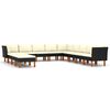 vidaXL 12-delige Loungeset met kussens poly rattan zwart