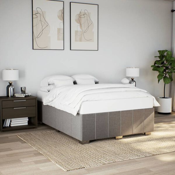 vidaXL Bedframe zonder matras stof taupe 140x200 cm