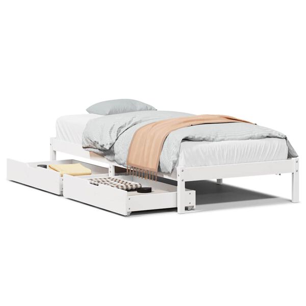 vidaXL Bedframe zonder matras massief grenenhout wit 75x190 cm