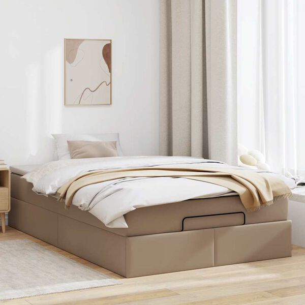 vidaXL Ottoman bed met matras 120x190 cm kunstleer cappuccinokleurig