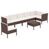 vidaXL 8-delige Loungeset met kussens poly rattan bruin