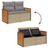 vidaXL 7-delige Loungeset met kussens poly rattan beige