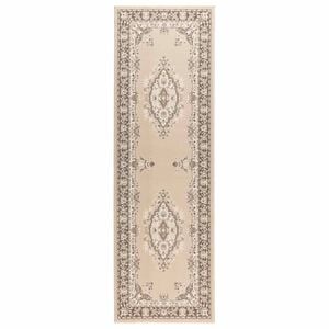vidaXL Tapijtloper FLORNES Geweven Ecru PP 7 mm