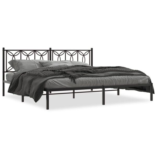 vidaXL Bedframe met hoofdbord metaal zwart 193x203 cm
