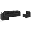 vidaXL 5-delige Loungeset met kussens poly rattan zwart