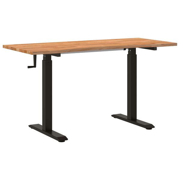 vidaXL Bureau Zwart en Lichtbruin 140 x 60 cm Massief Eikenhout