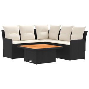 vidaXL Meubelsets met kussen 4 pcs Zwart en Cr&egrave;me PE Rattan