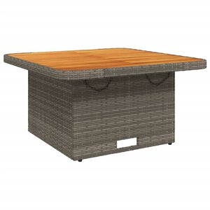 vidaXL Tuintafel 80x80x71 cm poly rattan en acaciahout grijs