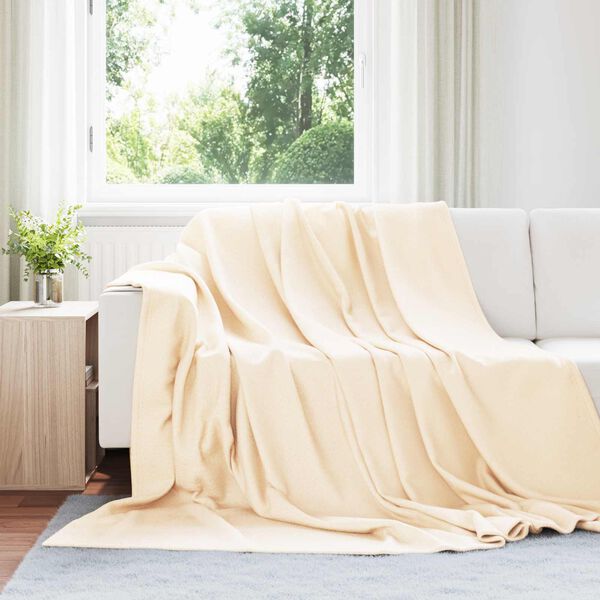 vidaXL Gooi Deken Cr&egrave;me 240 x 220 cm Fleece