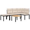 vidaXL 4-delige Loungeset met kussens gepoedercoat staal zwart