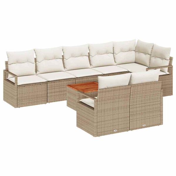 vidaXL Tuin Sofa Set 9 pcs Beige en wit