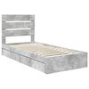 vidaXL Opslag bed met hoofdeinde Beton Grijs 90 x 190 cm Bewerkt hout