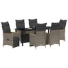 vidaXL Tuin eettafelset met kussen 7 pcs Grijs poly rattan