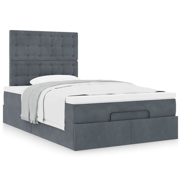vidaXL Ottoman bed met matrassen 120x200cm fluweel donkergrijs
