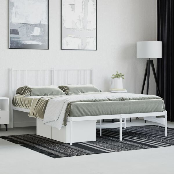 vidaXL Bedframe met hoofdbord metaal wit 120x190 cm