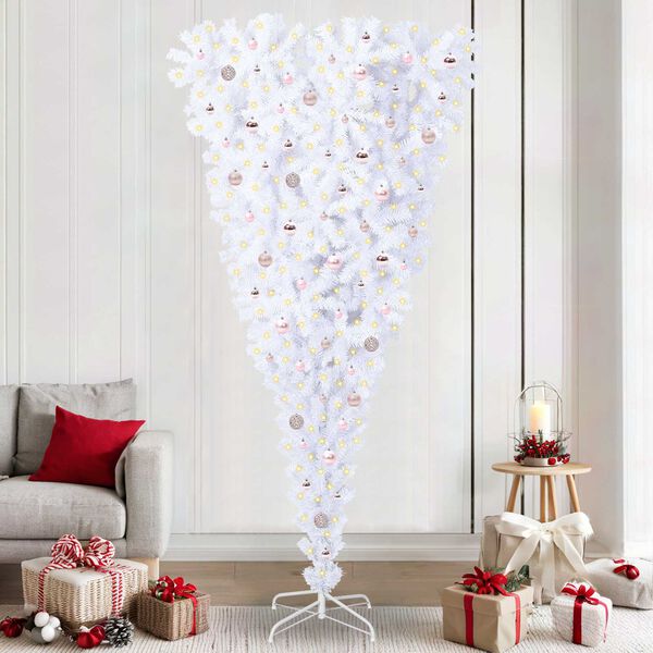 vidaXL Kunstkerstboom met 300 LED Wit 240 cm PVC en Staal