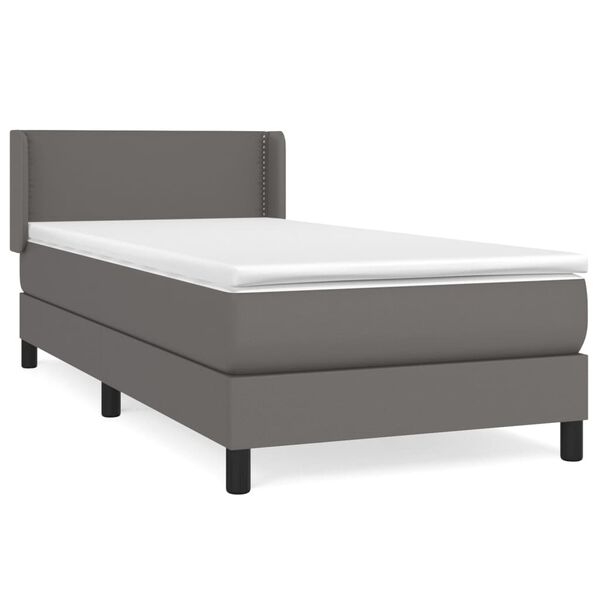vidaXL Boxspring met matras kunstleer grijs 100x200 cm