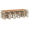 vidaXL 15-delige Tuinset met kussens poly rattan beige