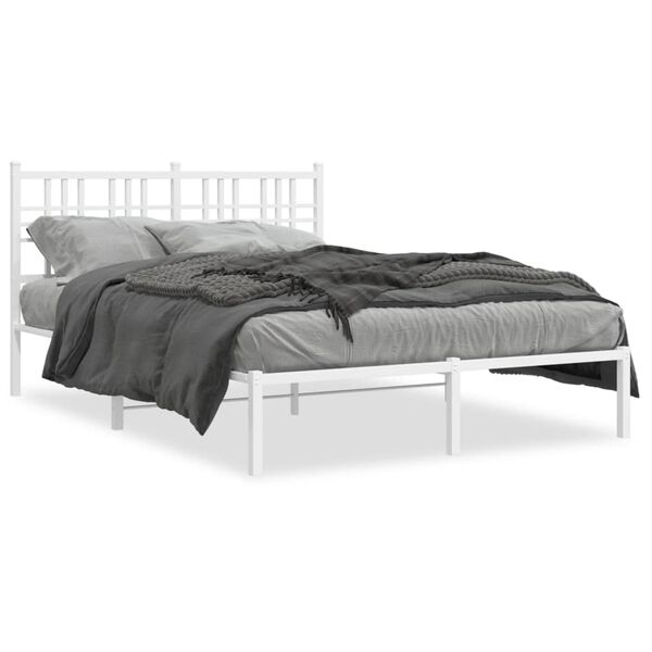 vidaXL Bedframe met hoofdbord metaal wit 120x190 cm