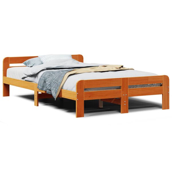 vidaXL Bedframe zonder matras massief grenenhout wasbruin 120x190 cm