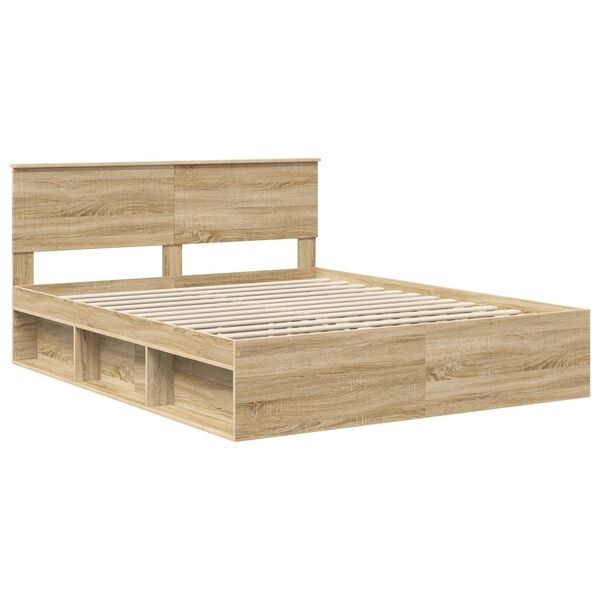 vidaXL Bedframe met hoofdeinde Sonoma 160 x 200 cm Massief grenenhout