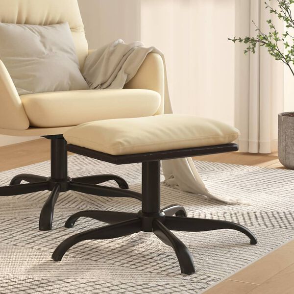 vidaXL Voetenbank 60x60x36 cm stof en kunstleer cr&egrave;mekleurig