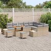 vidaXL Tuinbankenset met kussen met opslag 12 pcs Beige Poly riet