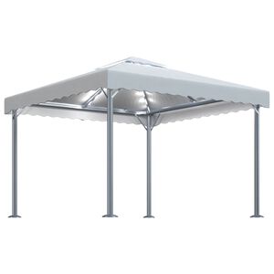 vidaXL Prieel met LED-lichtslinger 300x300 cm aluminium cr&egrave;mekleurig