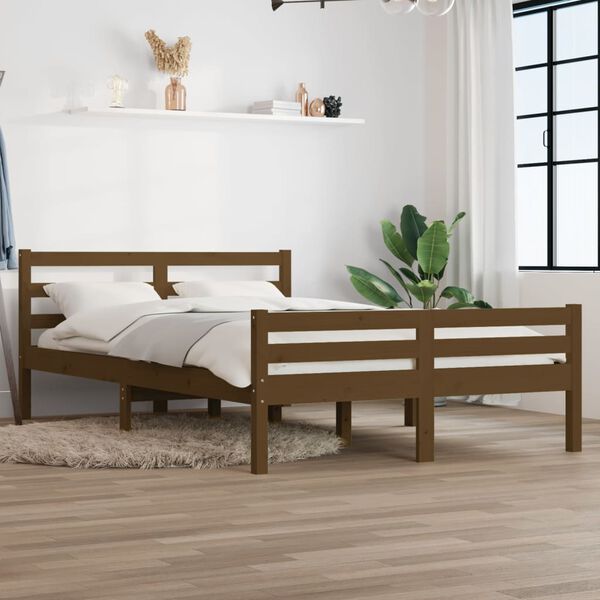 vidaXL Bedframe massief hout honingbruin 150x200 cm