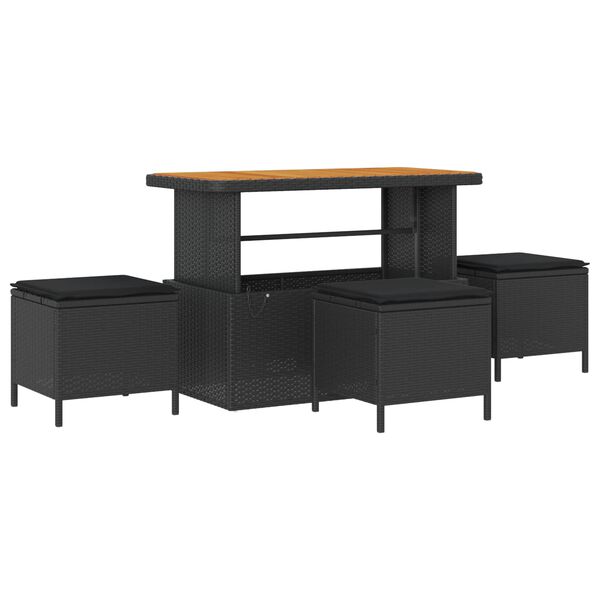 vidaXL Tuin Sofa Set met kussen met opslag met kussen 9 pcs Zwart