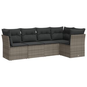 vidaXL 5-delige Loungeset met kussens poly rattan grijs