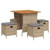 vidaXL 5-delige Tuinset met kussens poly rattan beige